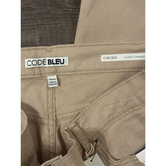 Code Bleu Womens Tan Power Pockets Chelsea Classic Straight Leg Jeans Sz 16W NWT - Picture 3 of 3